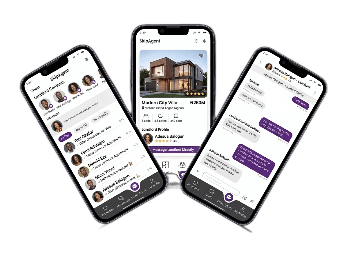 SkipAgent mobile app mockup